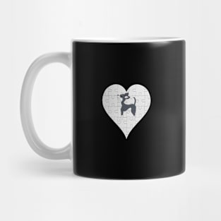 Chihuahua Heart Jigsaw Pieces Design - Gift for Chihuahua Black White Lovers Mug